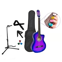 PACK GUITARRA ACUSTICA NYLON LILA